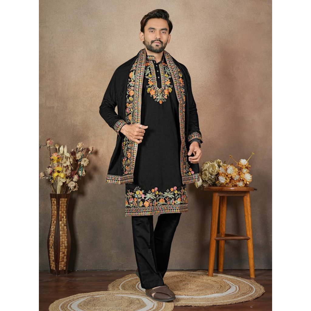 Traditional Wedding Men Kurta Pyjama Dupatta mahezon