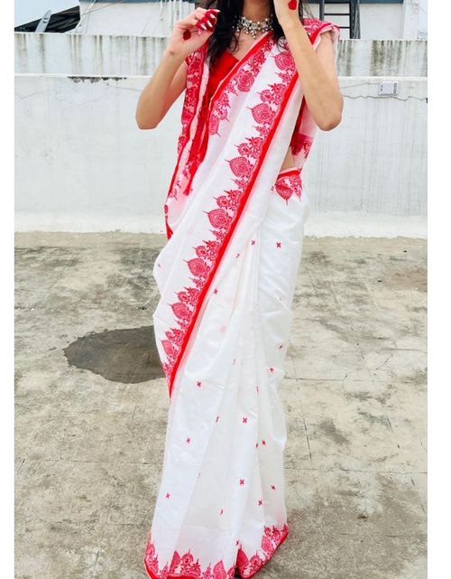 Load image into Gallery viewer, Women Durga Puja Saree mahezon
