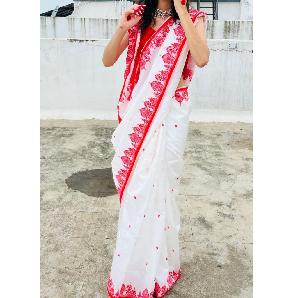 Women Durga Puja Saree mahezon