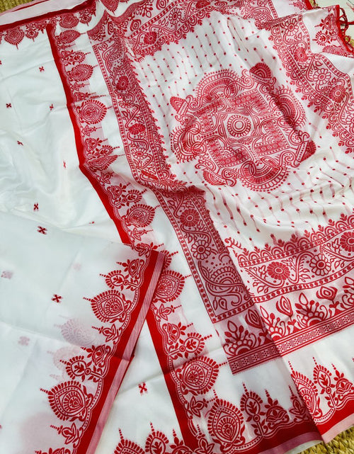 Load image into Gallery viewer, Women Durga Puja Saree mahezon
