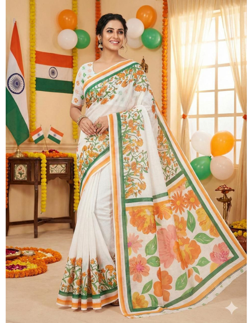 Load image into Gallery viewer, Tricolour Republic Day Women’s Saree mahezon
