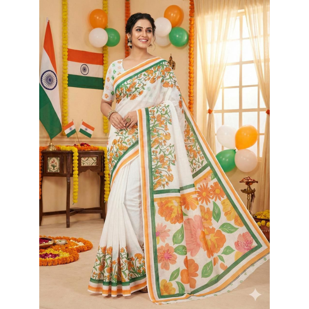 Tricolour Republic Day Women’s Saree mahezon