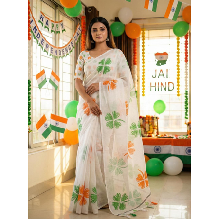 Tricolour Republic Day Women’s Saree mahezon