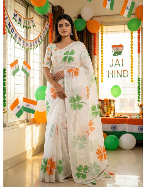 Load image into Gallery viewer, Tricolour Republic Day Women’s Saree mahezon
