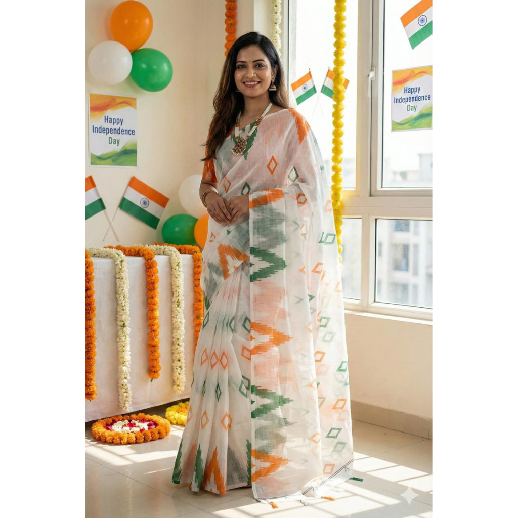 Tricolour Republic Day Women’s Saree mahezon