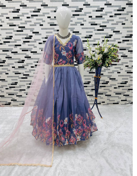 Stylish Kids Girls Party wear Gown with Dupatta mahezon