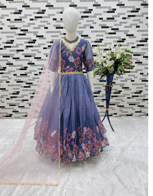 Load image into Gallery viewer, Stylish Kids Girls Party wear Gown with Dupatta mahezon
