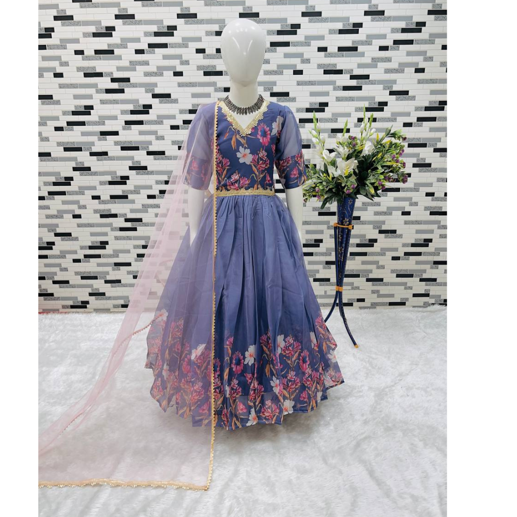 Stylish Kids Girls Party wear Gown with Dupatta mahezon