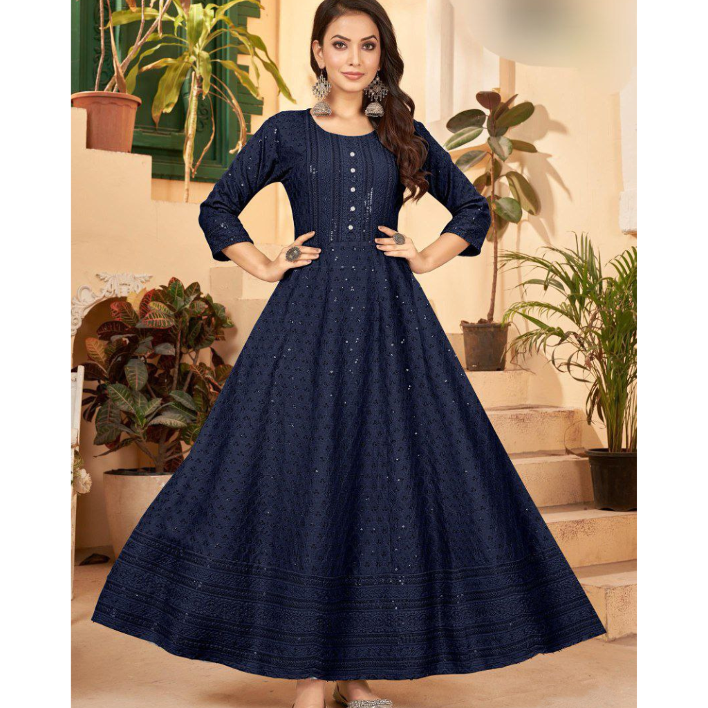 Chikankari Anarkali Women's Gown mahezon
