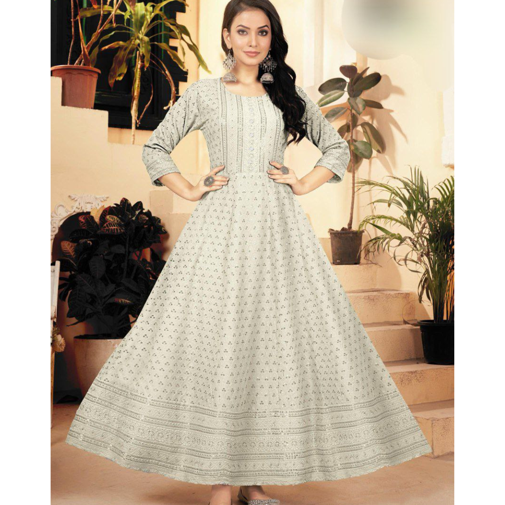 Chikankari Anarkali Women's Gown mahezon
