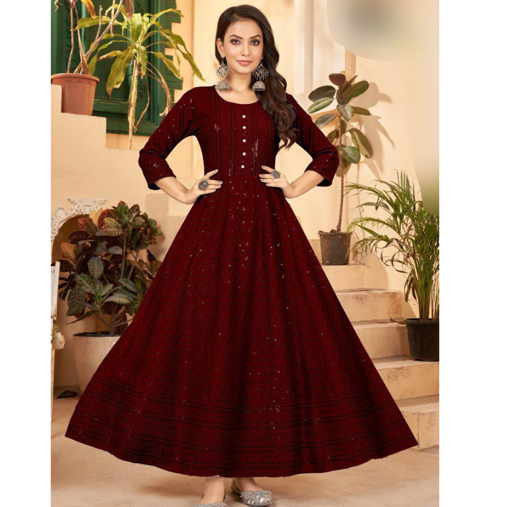 Chikankari Anarkali Women's Gown mahezon