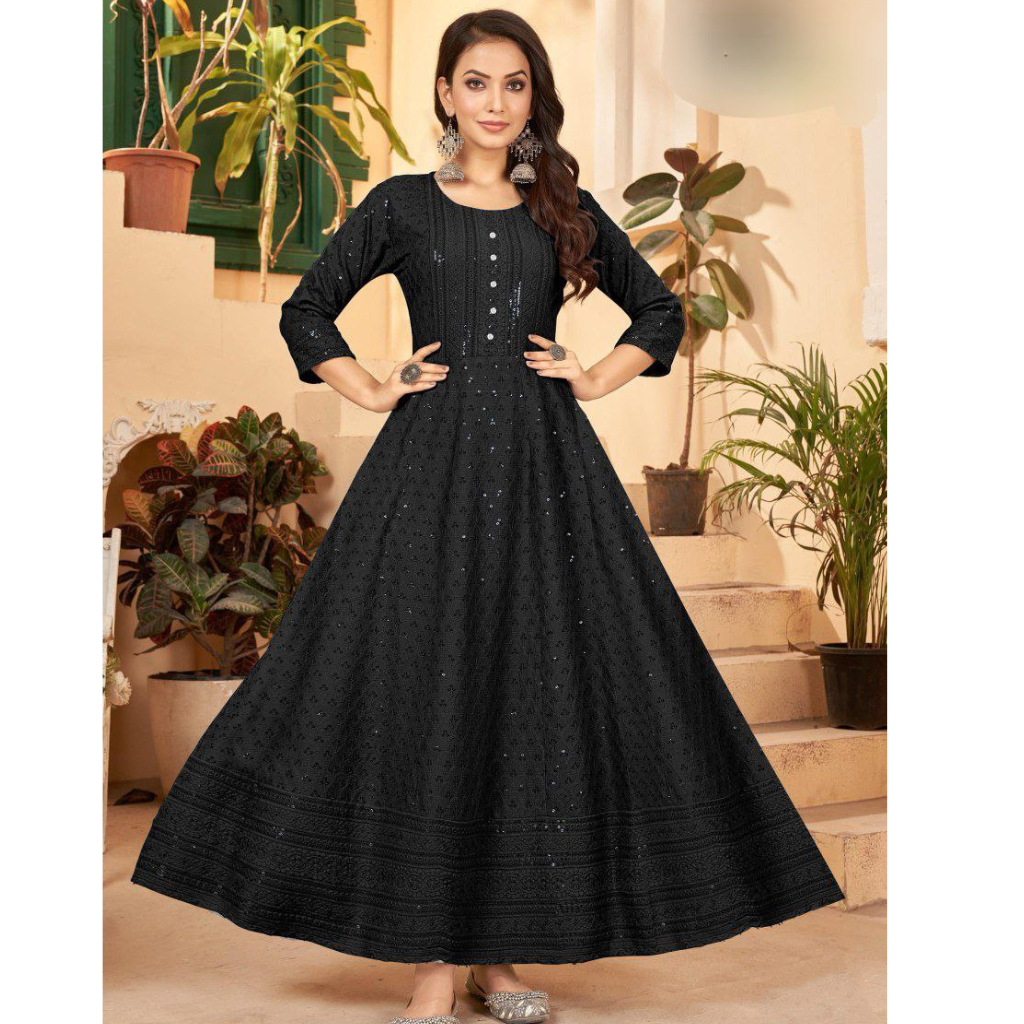 Chikankari Anarkali Women's Gown mahezon