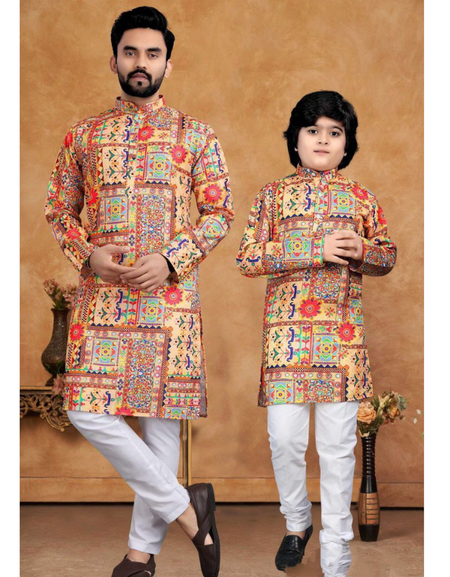 Father Son Same Matching Cotton Traditional Kurta Pajama Outfits mahezon