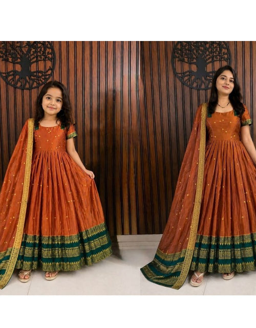 Load image into Gallery viewer, Mother Daughter Combo Twinning Silk Anarkali Gown Set with Dupatta
