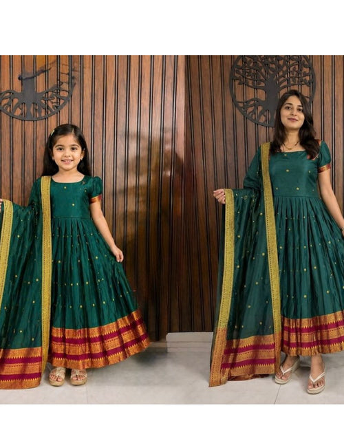 Load image into Gallery viewer, Mother Daughter Combo Twinning Silk Anarkali Gown Set with Dupatta
