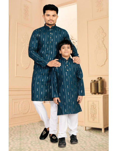 Father Son Cotton Traditional Same Matching Kurta Pajama Festive outfits Set mahezon