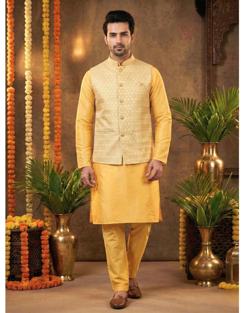 Load image into Gallery viewer, Festive Men’s Kurta Pajama Jacket Set mahezon
