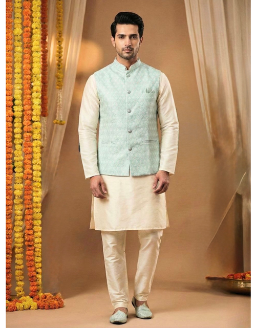 Load image into Gallery viewer, Festive Men’s Kurta Pajama Jacket Set mahezon
