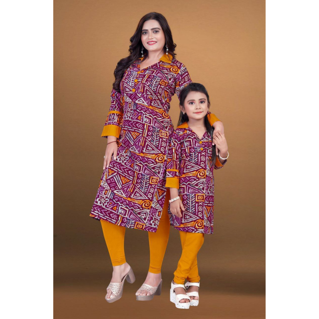 Mother Daughter Same Matching Kurta Pant Co-Ord set mahezon