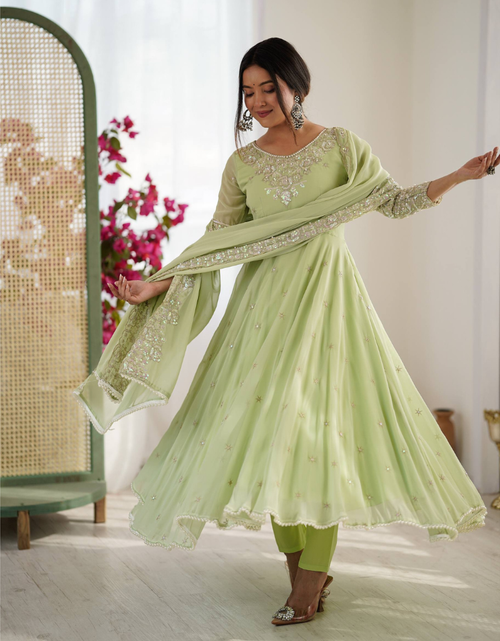 Load image into Gallery viewer, Festive Anarkali Women Gown Pant Dupatta set mahezon
