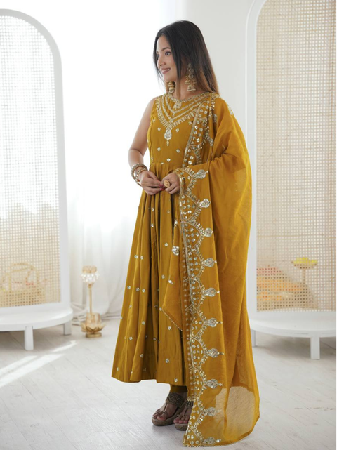 Load image into Gallery viewer, Designer Anarkali Women Gown Pant with Dupatta Suit mahezon
