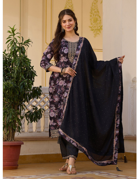 Festive Embroidery Sequence Women’s Kurta Pant Dupatta Set mahezon