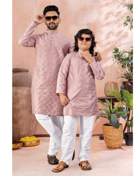 Ethnic Indian Traditional Father and Son Same Matching Kurta Pajama Set mahezon
