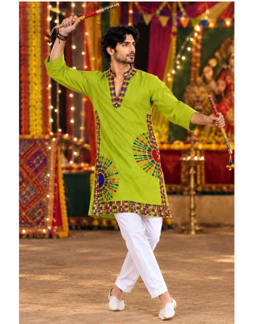 Load image into Gallery viewer, Men's Navratri Special Kurta Pajama with Vibrant Gujarati Mirror Work mahezon
