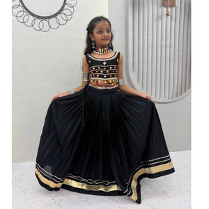 Navratri Special Girls Black Embroidered Lehenga Choli Set mahezon