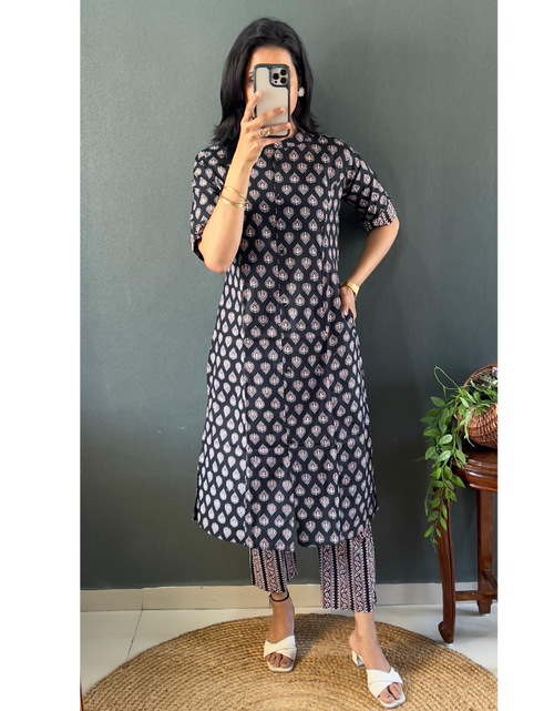 Load image into Gallery viewer, Women’s Cotton Coord set Kurti Pant mahezon
