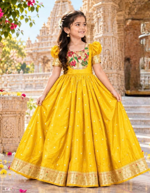Load image into Gallery viewer, Girls’ Traditional Paithani Gown for Festive Wear
