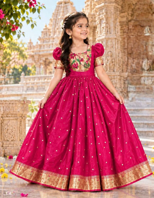 Load image into Gallery viewer, Girls’ Traditional Paithani Gown for Festive Wear
