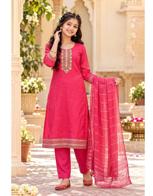 Load image into Gallery viewer, Festive Diwali Ethnic Premium Girls Kurta Pant with Dupatta Set
