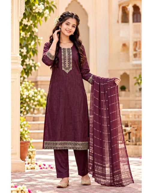 Load image into Gallery viewer, Festive Diwali Ethnic Premium Girls Kurta Pant with Dupatta Set
