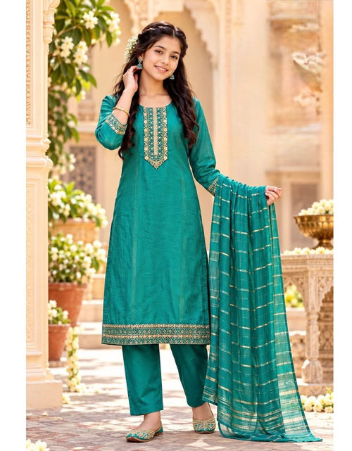 Load image into Gallery viewer, Festive Diwali Ethnic Premium Girls Kurta Pant with Dupatta Set
