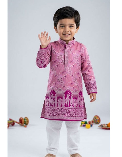 Load image into Gallery viewer, Festive Diwali Boys Premium Banarasi Silk Woven Heritage Kurta Pajama Set
