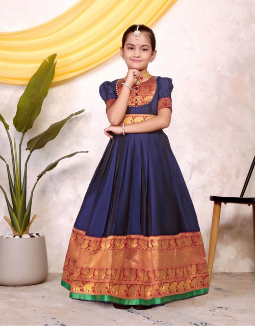 Load image into Gallery viewer, Kids Girls South Indian Traditional Pattu Pavadai Cotton Silk Gown mahezon
