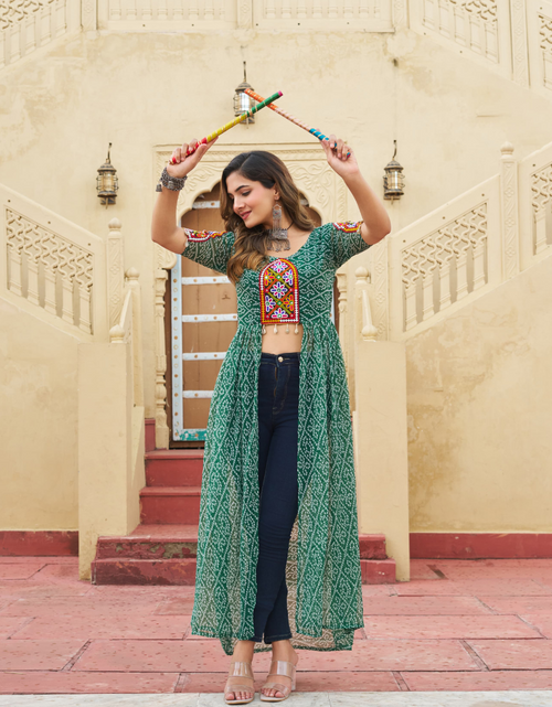 Load image into Gallery viewer, Navratri Garba Designer Front Open Long Kurti mahezon
