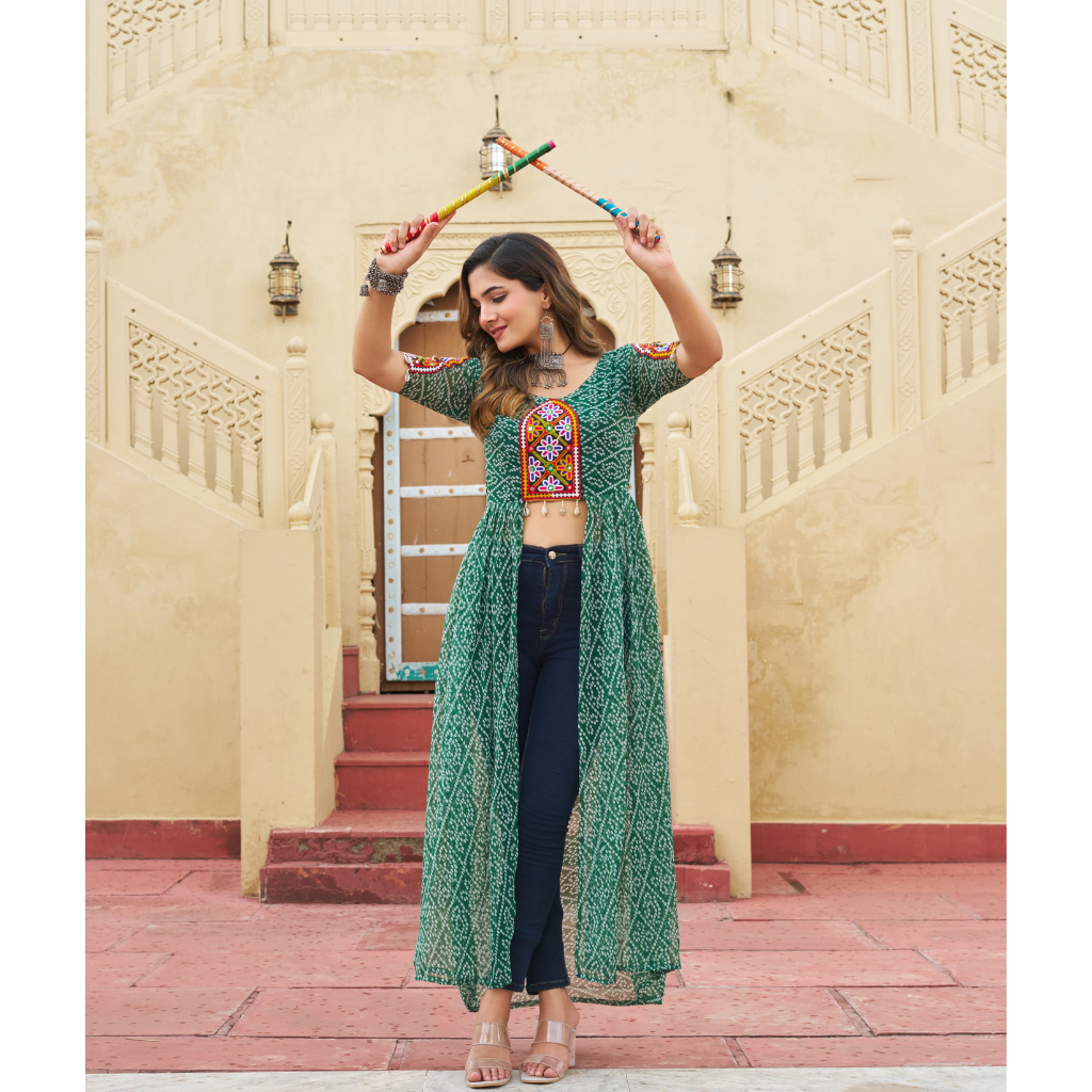 Navratri Garba Designer Front Open Long Kurti mahezon