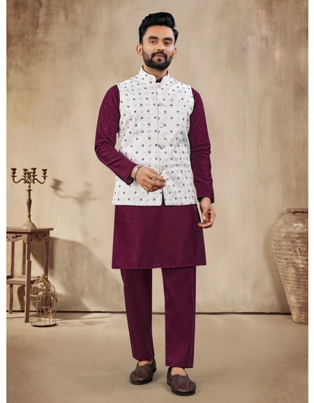 Indian Traditional Ethnic Men’s Kurta Pajama Jacket mahezon