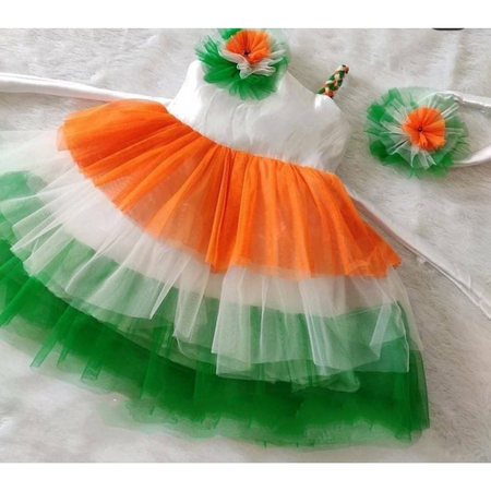 Kids Girl Tiranga Tricolour Frock Dress for Independence and Republic Day mahezon