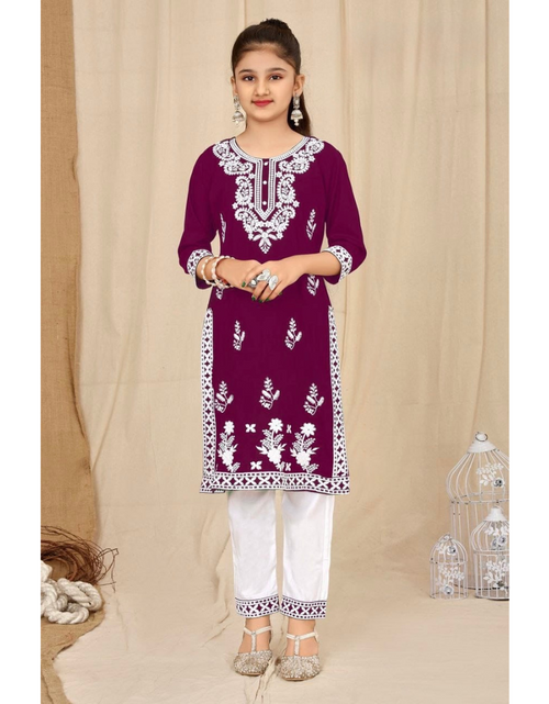 Load image into Gallery viewer, Stylish Kids Girls Embroidery Kurta Pant mahezon
