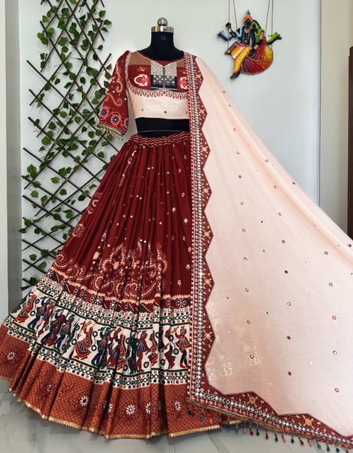 Load image into Gallery viewer, Traditional Indian Navratri Garba Women Lehenga Choli Dupatta Set mahezon
