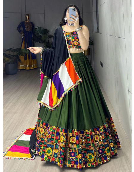 Navratri Green Special Embroidery Premium Women Lehenga Choli mahezon