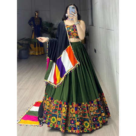 Navratri Green Special Embroidery Premium Women Lehenga Choli mahezon