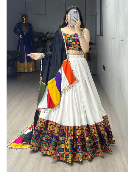 Navratri Special White Embroidery Premium Women Lehenga Choli mahezon