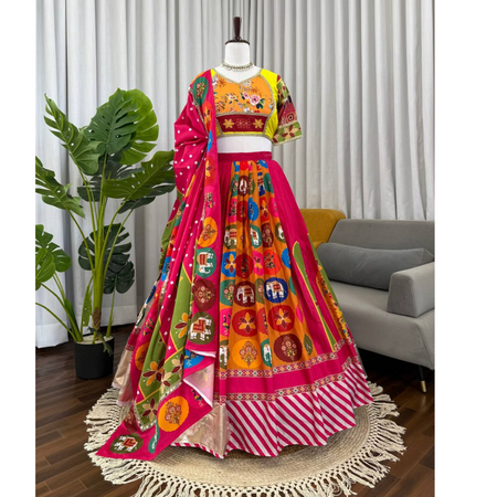Navratri Special Embroidery Garba Women Lehenga Choli Dupatta Set mahezon