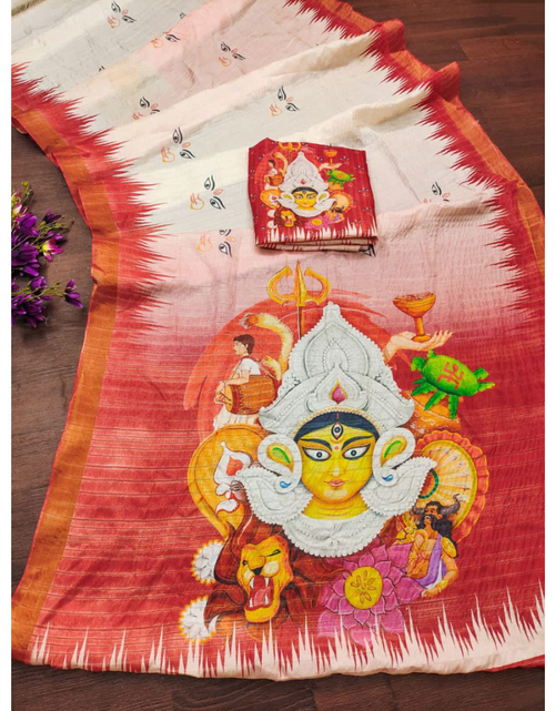 Load image into Gallery viewer, Women Durga Puja Special Saree mahezon
