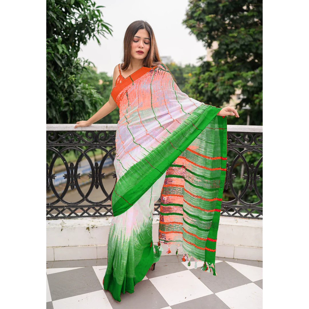 Tiranga Women's Special Tricolor Saree mahezon