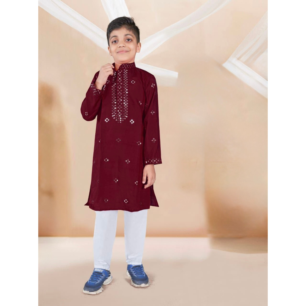 Festive Kids Boy Indian Kurta Pajama Set mahezon